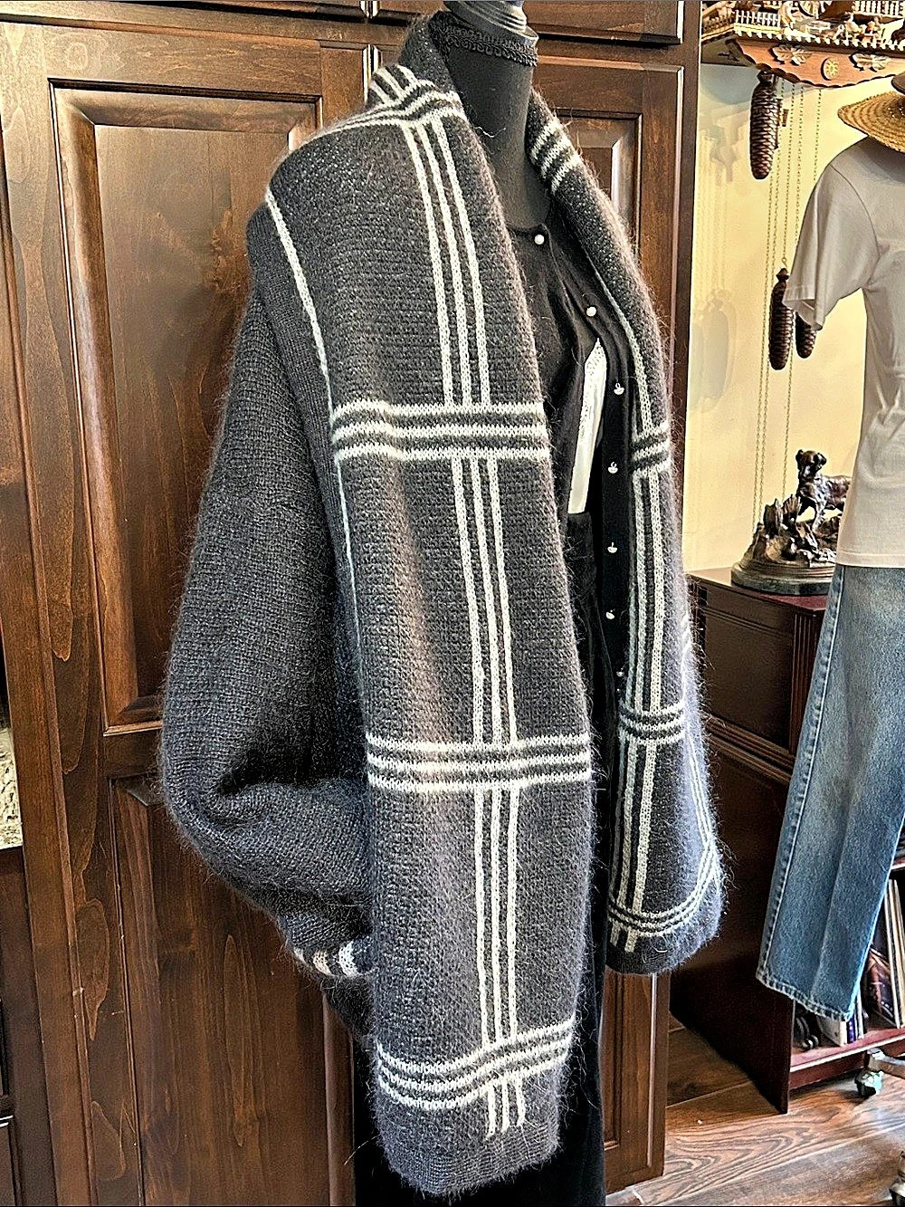Atalar Oversized Knit Cardigan in Grey & White - OSFM